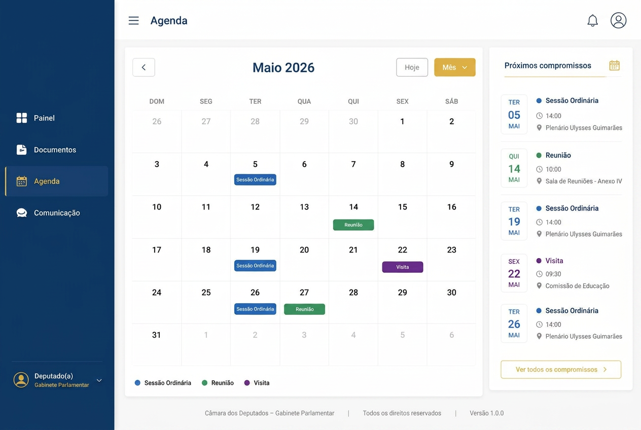 Agenda mensal do gabinete no ALIADO